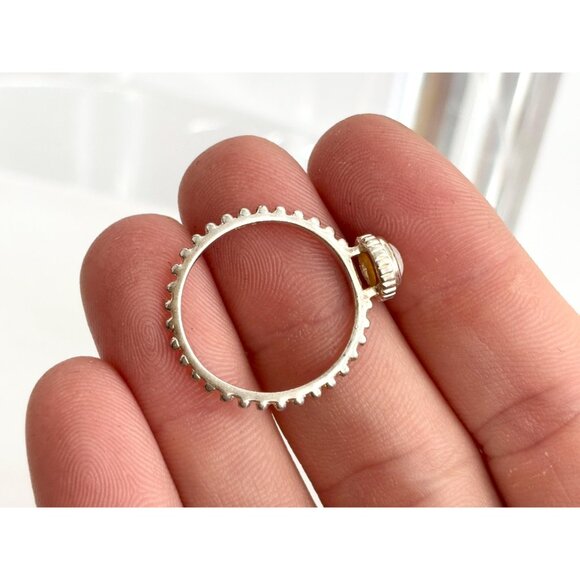 Beaded Mother of Pearl Domed Southwest 925 Sterling Silver Vintage Ring - sz 8 - Picture 6 of 12